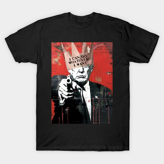 Donald Trump: King Trump on a Dark Background T-Shirt by Puff Sumo